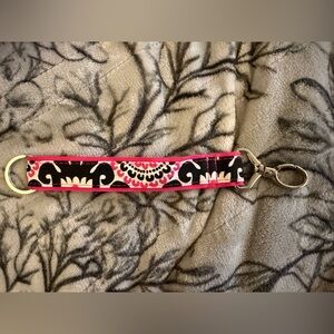 Thirty-One Black And Pink Key & Card Holder